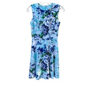 Calvin Klein Aqua white royal blue floral Pattern sleeveless  Crew‎ Neck